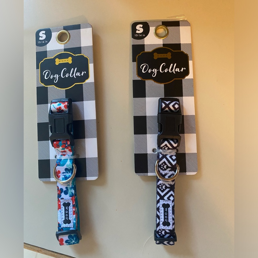 2 WOOF Dog collars - NWT   Size S 10-14 in.